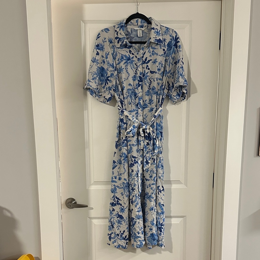 H&M Blue Floral Print Dress